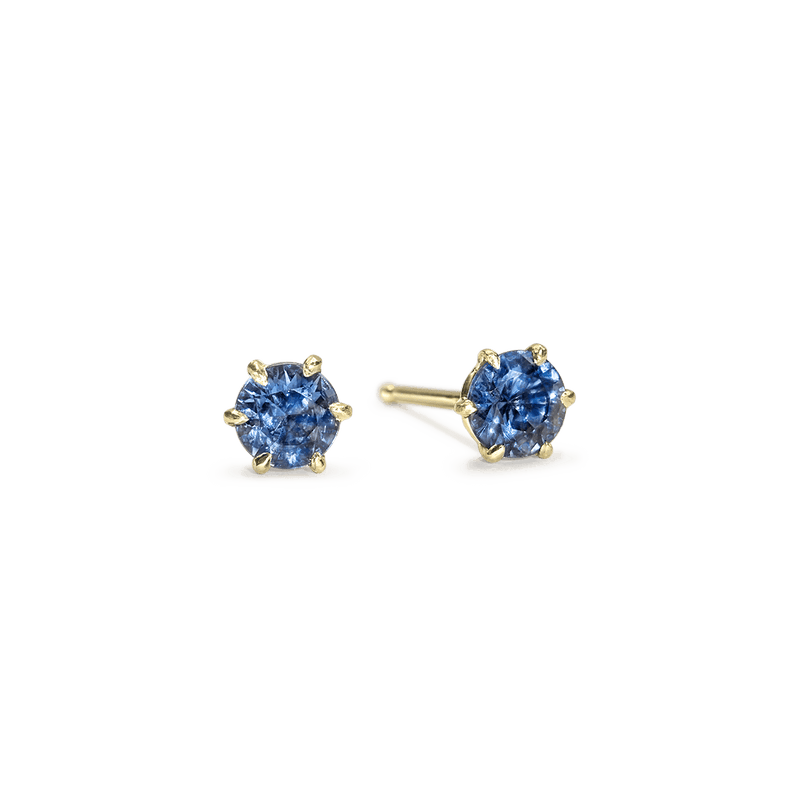 14k White Gold Bezel Round Blue Sapphire Gemstone Stud Earrings 0.50 ct.  tw. - DiamondStuds.com